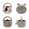 10 Inches Cow Easter Basket Highland Cow Plush Easter Baskets for Kids Egg Hunting Buckets Gift Bags for Boys Spring Decorations (White) view 2