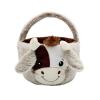 10 Inches Cow Easter Basket Highland Cow Plush Easter Baskets for Kids Egg Hunting Buckets Gift Bags for Boys Spring Decorations (White) view 4