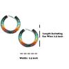 Handmade tribal Long Fringe native glass seed beads beaded earrings (Turquoise & Black Hoop) view 2