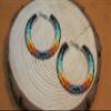 Handmade tribal Long Fringe native glass seed beads beaded earrings (Turquoise & Black Hoop) view 3