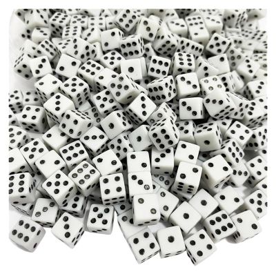 1000Pcs 8mm D6 Plastic Art Model Building Dice Props Right Angle Point Dice Board Magic Game Accessories(White N Black Point)