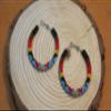 Handmade tribal Long Fringe native glass seed beads beaded earrings (Black & Brown Hoop) view 3