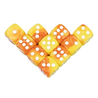 10pcs 16mm Cube Dice Colorful Dice for Mahjong Poker Game Leisure & Entertainment Games(Orange Yellow)