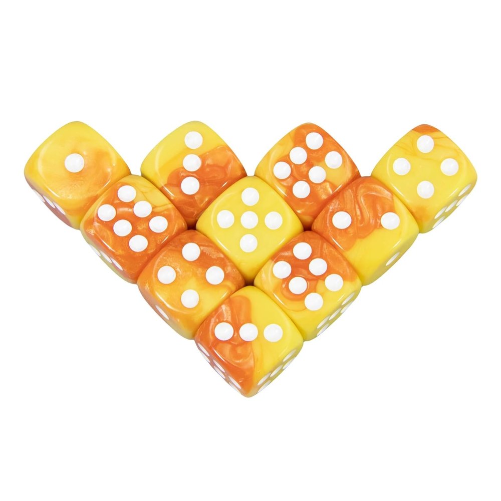 10pcs 16mm Cube Dice Colorful Dice for Mahjong Poker Game Leisure & Entertainment Games(Orange Yellow)
