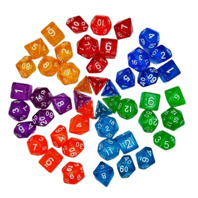 140/105/70PCS Dice Set with Pouch Random Color Polyhedral Transparent Effect for Role Playing Table Game Board Props(7x15 105Pcs)