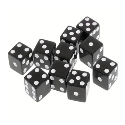 100pcs/set of Standard Black Dice 14mm/0.55inch with Black Dots, 6-Sided Game Dice for Tabletop Board Game Parties