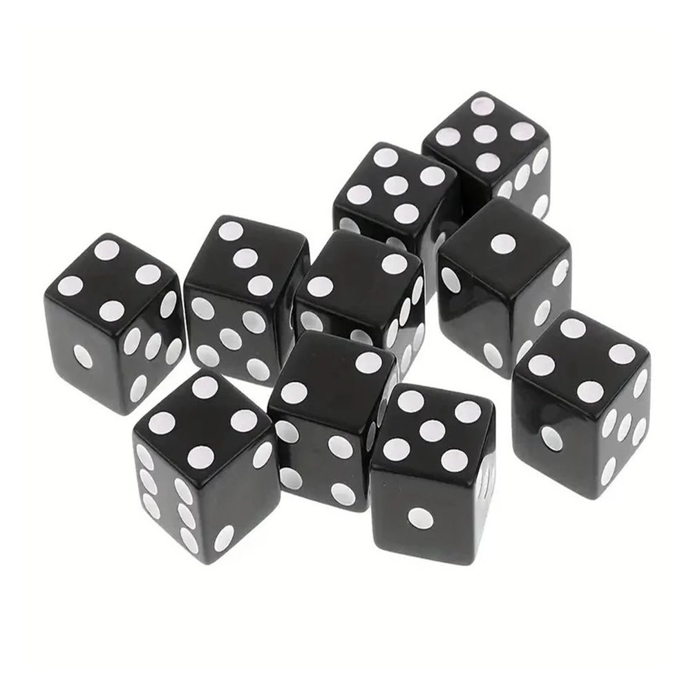 100pcs/set of Standard Black Dice 14mm/0.55inch with Black Dots, 6-Sided Game Dice for Tabletop Board Game Parties