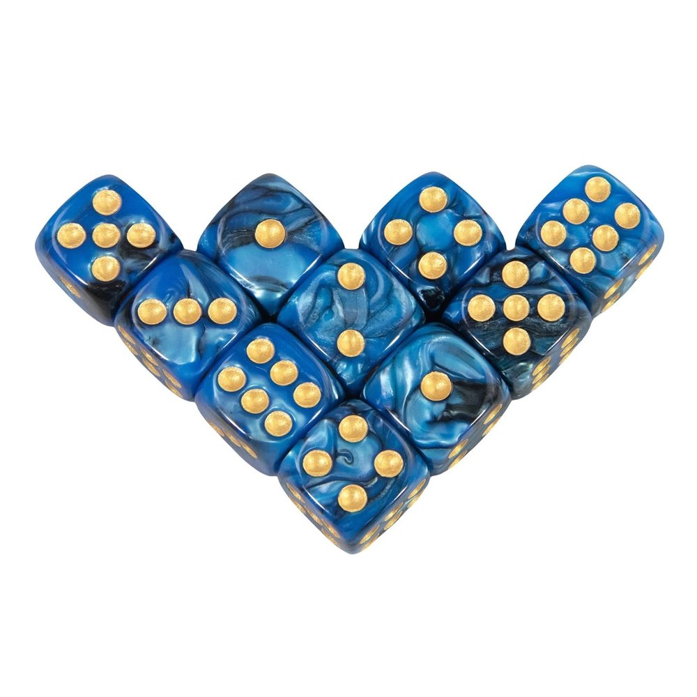 10pcs 16mm Cube Dice Colorful Dice for Mahjong Poker Game Leisure & Entertainment Games(Blue Black-g)