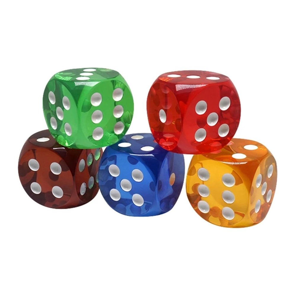 5Pcs Transparent Crystal Dices 25mm 6 Sided Game Set for Entertainment