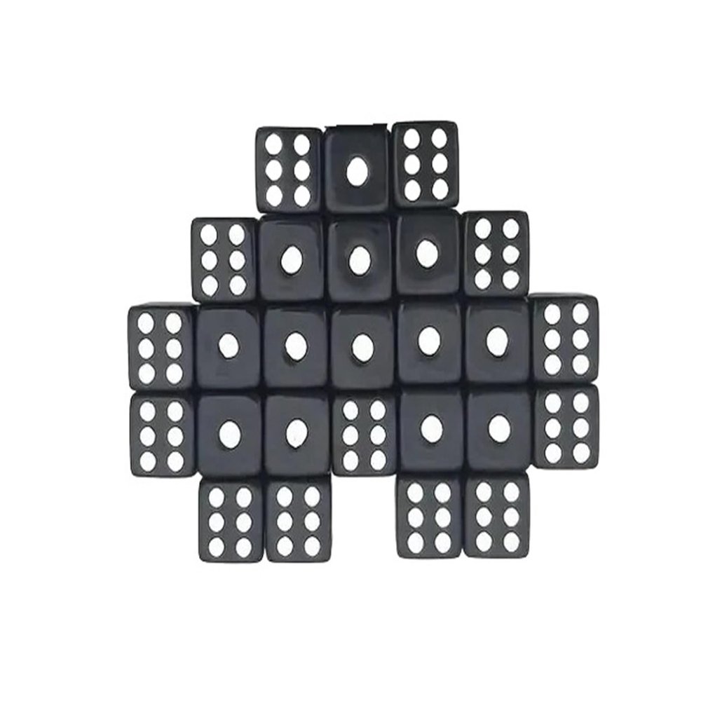 100pcs/set of Standard Black Dice 14mm/0.55inch with Black Dots, 6-Sided Game Dice for Tabletop Board Game Parties