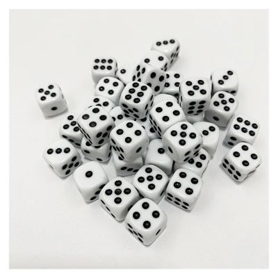 50pcs/Pack 12mm Acrylic Transparent D6 Point Dice 12 Round Corner Boutique Dice(White)