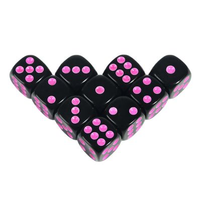 16mm Dice 10pcs Rounded Corners Dices for Table Board Roll Playing(Pink)