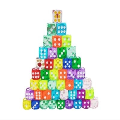 50PCS Colorful Transparent Rounded Dice 14mm Colored Dice Set Entertainment Screen Colored Dice