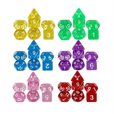 Dice Polyhedral Dice Transparent Dice Game Set Various Wonderful Colours for Board Game Party Games(Red)