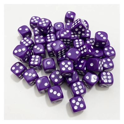 50pcs/Pack 12mm Acrylic Transparent D6 Point Dice 12 Round Corner Boutique Dice(Solid Purple)