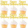 12 Pcs Happy Birthday Cupcake Toppers, Gold Glitter Cupcake Decorations for Adult or Children Birthday Party Decorations view 1