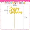 12 Pcs Happy Birthday Cupcake Toppers, Gold Glitter Cupcake Decorations for Adult or Children Birthday Party Decorations view 2