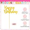 12 Pcs Happy Birthday Cupcake Toppers, Gold Glitter Cupcake Decorations for Adult or Children Birthday Party Decorations view 3