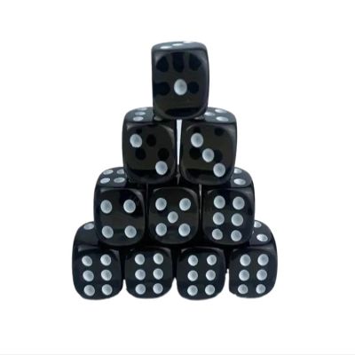 100 Pcs/Set 14mm/0.55inch Or 16mm/0.63inch Black Acrylic Dice Board Game Party Entertainment(16mm 100pcs)