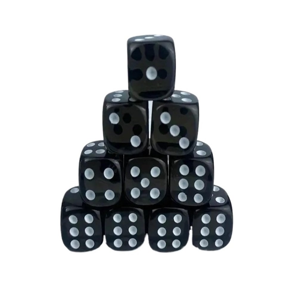 100 Pcs/Set 14mm/0.55inch Or 16mm/0.63inch Black Acrylic Dice Board Game Party Entertainment(16mm 100pcs)