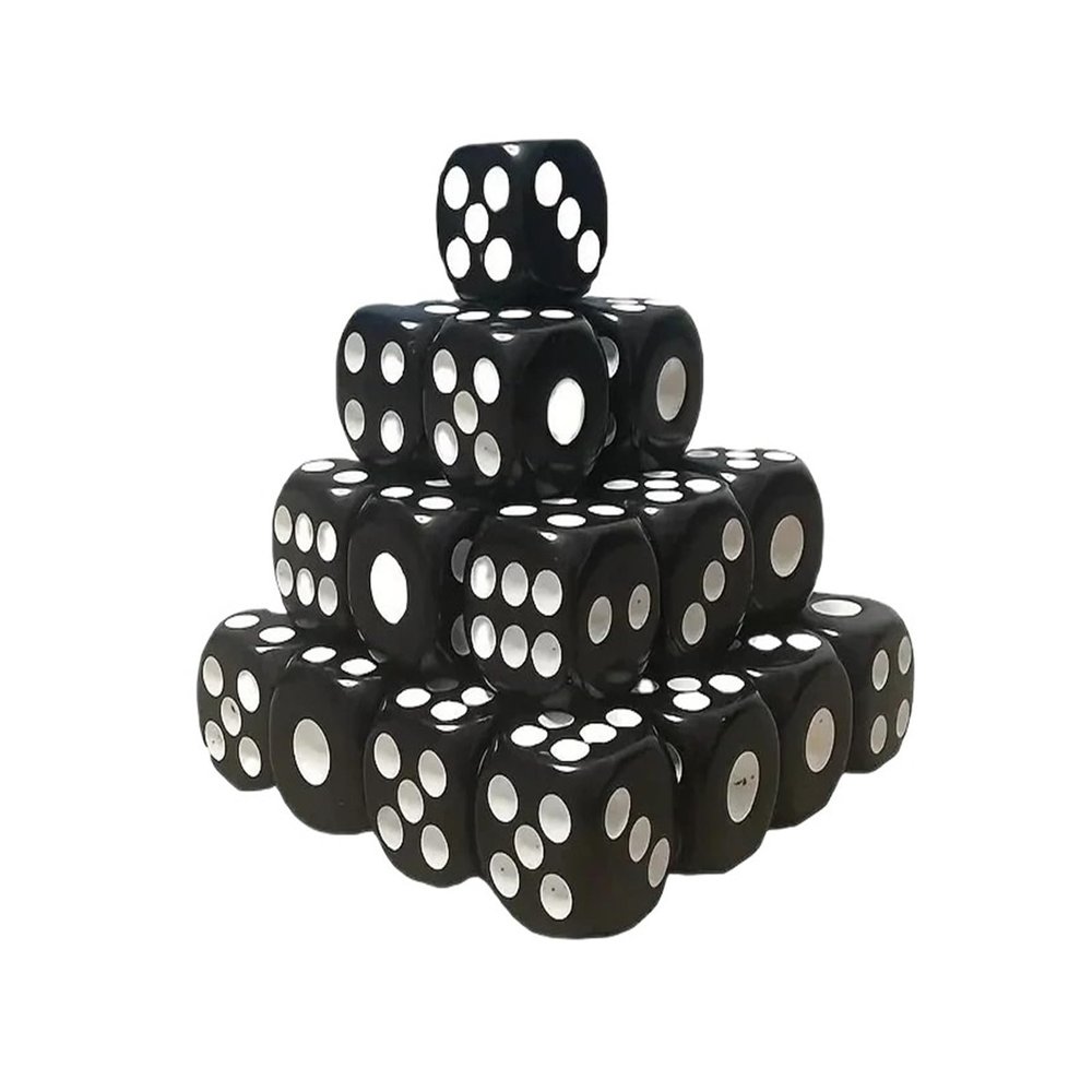 100 Pcs/Set 14mm/0.55inch Or 16mm/0.63inch Black Acrylic Dice Board Game Party Entertainment(14mm 100pcs)