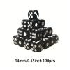 100 Pcs/Set 14mm/0.55inch Or 16mm/0.63inch Black Acrylic Dice Board Game Party Entertainment(14mm 100pcs) view 2