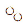 Handmade tribal Long Fringe native glass seed beads beaded earrings (Multi-Color Hoop) view 1