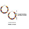 Handmade tribal Long Fringe native glass seed beads beaded earrings (Multi-Color Hoop) view 2