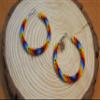 Handmade tribal Long Fringe native glass seed beads beaded earrings (Multi-Color Hoop) view 3