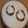 Handmade tribal Long Fringe native glass seed beads beaded earrings (Multi-Color Hoop) view 4