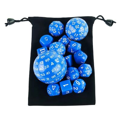 15pcs Polyhedral Dice Set with Bag D3-D100 6 Colors Game Board Game Accessories Hobbies (Blue)