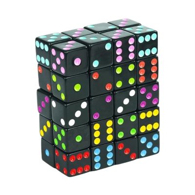 Black 16mm Acrylic Pips Dice Cubes - D6 Dice for Board Games, Fun and Teaching 10Pcs(White)