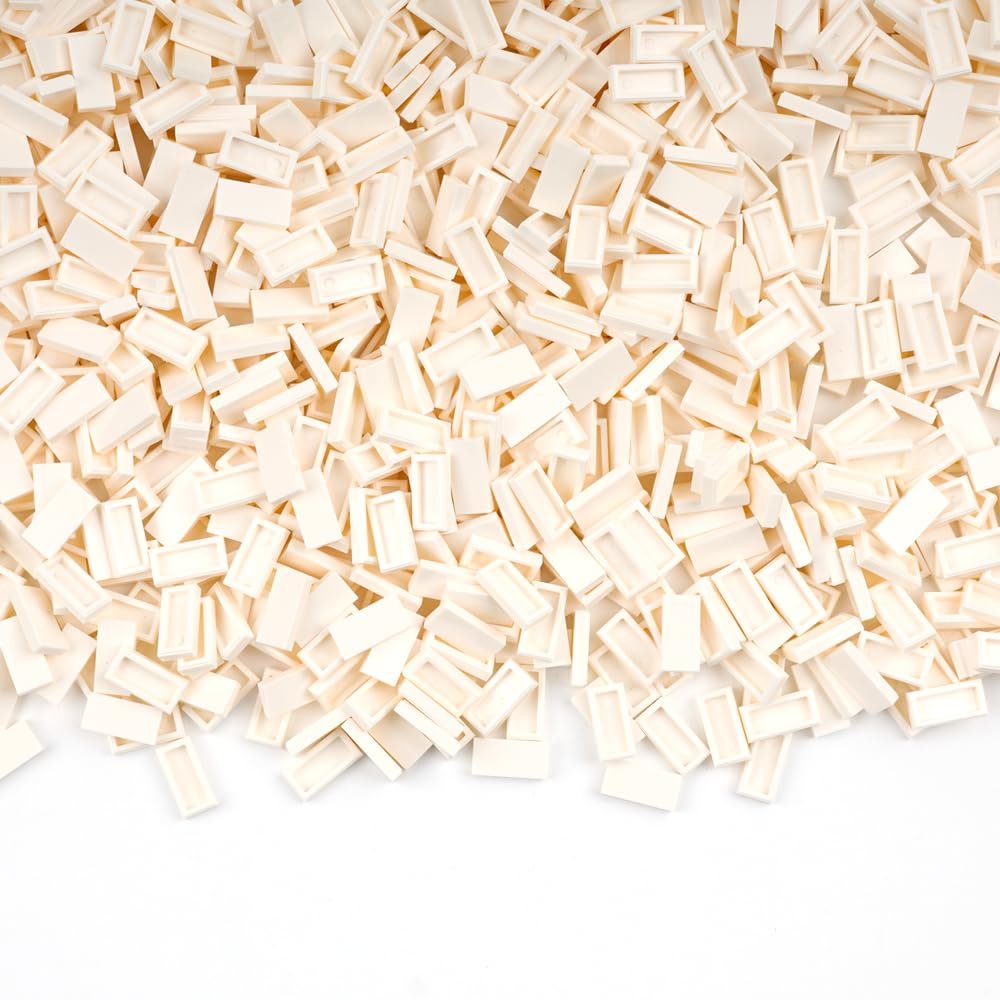 1000 Pieces Building Bricks - Tiles 1x2 Flat Basic Building Blocks Parts Pack,Smooth Plate MOC Accessories Bulk Lots White