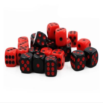 24pcs/Pack Boutique Dice Acrylic Colorful Red Black Round Corner Dice(24pcs Red)