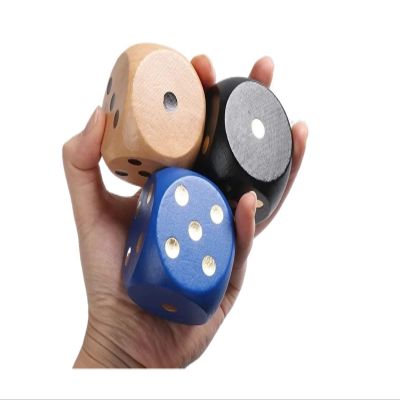1PC 5cm Solid Wood Color 6-Sided Dice Family Gathering Club Party Game Props Color Dice Entertainment Accessories(Black)