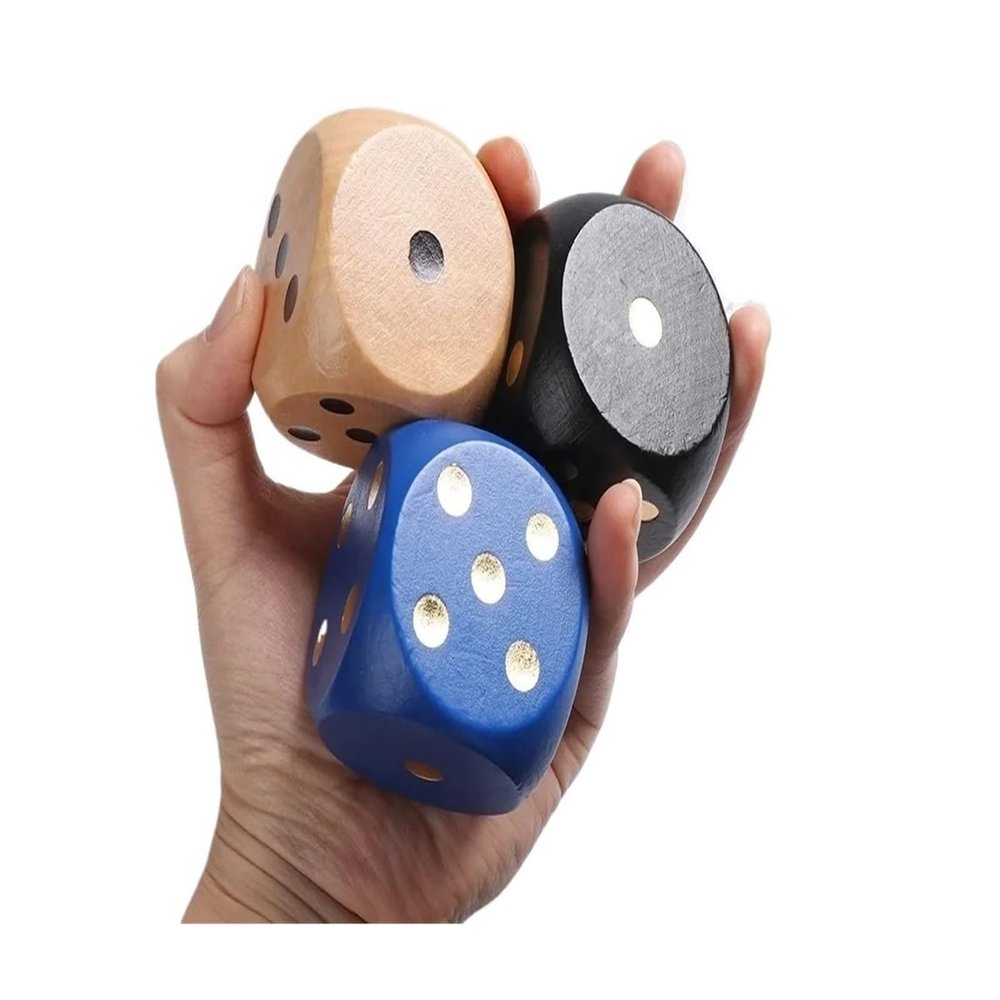 1PC 5cm Solid Wood Color 6-Sided Dice Family Gathering Club Party Game Props Color Dice Entertainment Accessories(Black)