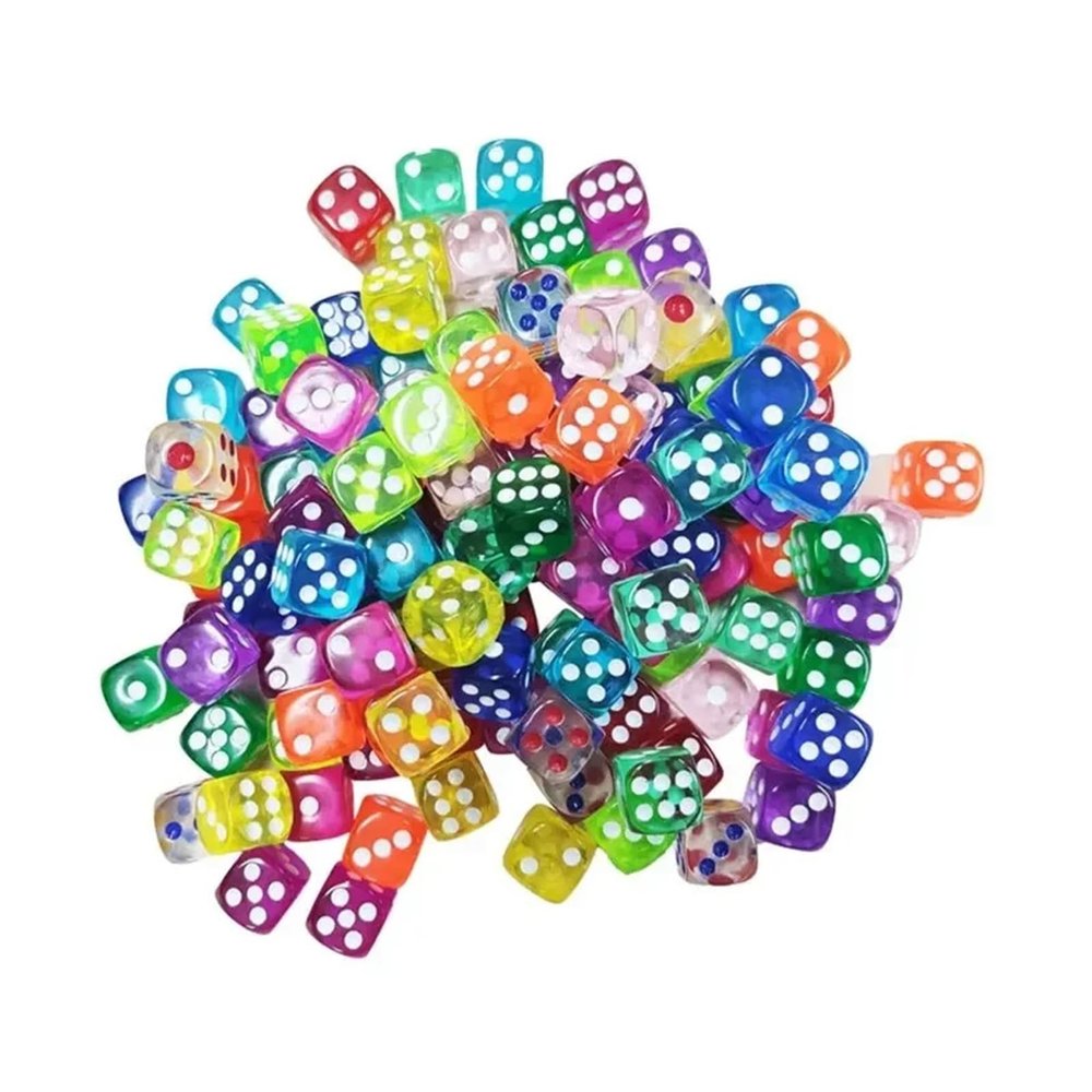 50Pcs Colorful Transparent Rounded 14mm Dice Set for Entertainment with Vibrant Colors Ideal for Gaming