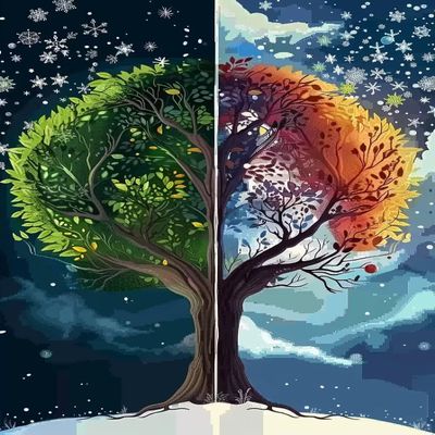 1000 Pieces Four Seasons Tree Jigsaw Puzzles for Adults, Home Decor Birthday Party Gift for Men Women Cat Lovers,Interlock Perfectly Letter on Back No Dust