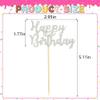 12 Pcs Happy Birthday Cupcake Toppers, Silver Glitter Cupcake Decorations for Adult or Children Birthday Party Decorations view 2