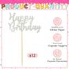 12 Pcs Happy Birthday Cupcake Toppers, Silver Glitter Cupcake Decorations for Adult or Children Birthday Party Decorations view 3