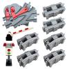 37 Pieces Train Tracks Set - Compatible with All Major Brands, Classic Railway Track with 20 Curved, 10 Straight and 2 Switches, Light Grey Toy Track Accessory for Kids view 1