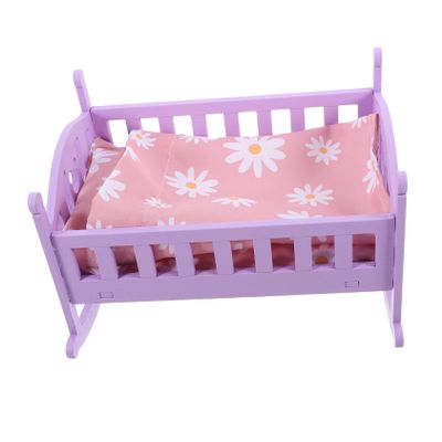Abaodam 1set Miniature Doll Crib Model for Tiny House Bedroom Decor Realistic Furniture for Dollhouse Scenes and Accessories