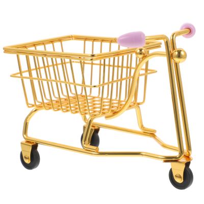 Unomor Miniature Supermarket Cart Makeup Sponge Holder Cute Art Organizer for Vanity and Desktop Lightweight Easy to Clean for Makeup Storage and Decoration