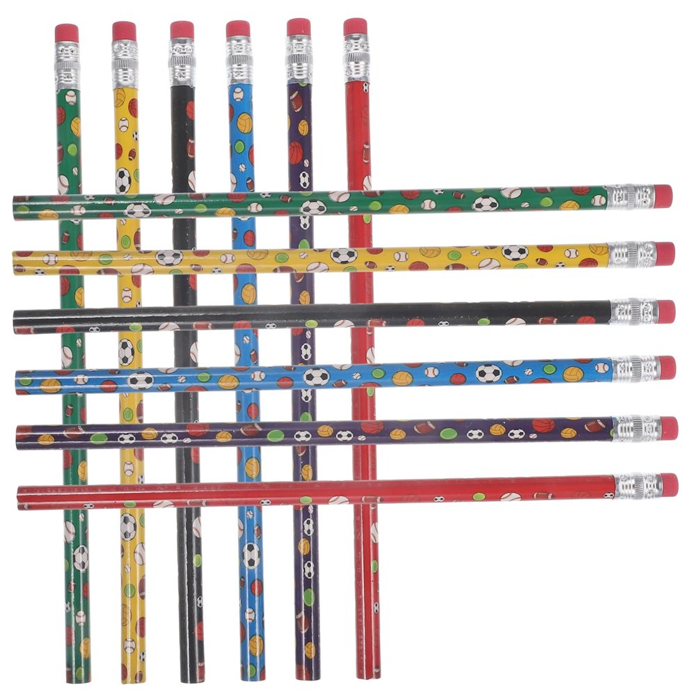ERINGOGO Small Pencils with Soccer Print 48 Pcs Sports Pencils with Eraser for Present for Art Enthusiasts