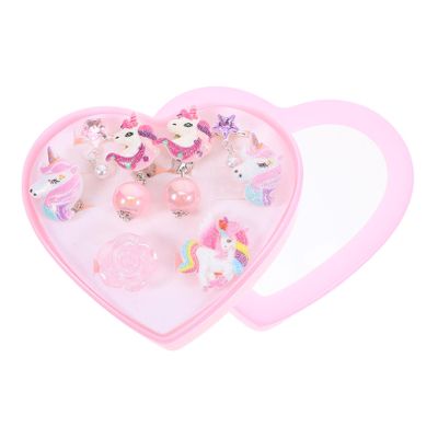 ERINGOGO Unicorn Clip Earrings No Pierced Ear Jewelry for Little Cute Cartoon Ear Decor for Parties and Festivals Ages