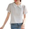 Korean Version Doll Collar White Chiffon Shirt Female Temperament with Short Sleeve Tops(M Code) view 1