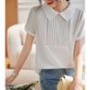 Korean Version Doll Collar White Chiffon Shirt Female Temperament with Short Sleeve Tops(M Code) view 2