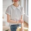 Korean Version Doll Collar White Chiffon Shirt Female Temperament with Short Sleeve Tops(M Code) view 4