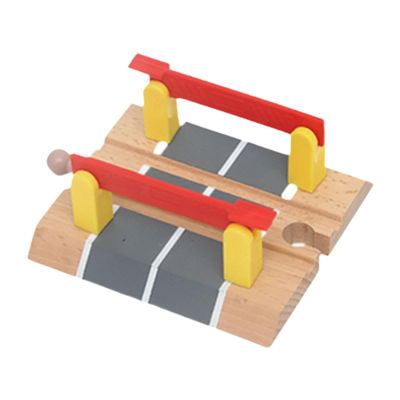 JunZheHub Wooden Train Track Set with Accessories for Kids' Railway Construction, Double bar Crossing