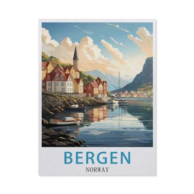 1000 Piece Jigsaw Puzzles for AdultsBergen Norway Vintage Travel PosterClassic Puzzle Difficult Puzzle Fun Creative DIY Toys Gifts for Girls and Boys, Family Games38x26cm-BA87
